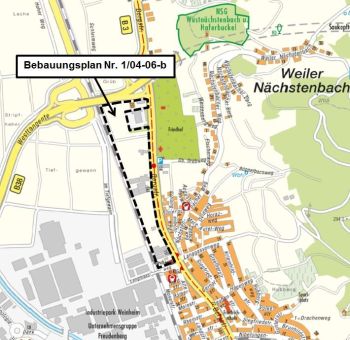 Übersichtskarte Bebauungsplan Bereich Bergstraße Langmaasweg Zweite Änderung