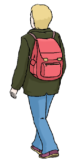 Person mit Rucksack auf dem Rücken