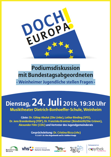 Plakat für Doch Europa Podiumsdiskussion 2018