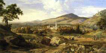 Gemälde mit Ansicht von Weinheim im September 1857