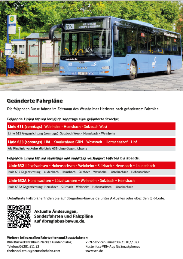 Flyer der Verkehrsgesellschaft mit QR-Code und Infos zum Sonderfahrplan