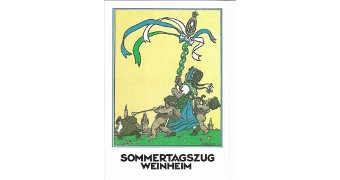 Postkarte mit Sommertagszug Mädchen