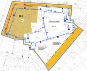 Planbild vorhabenbezogener Bebauungsplan Bergstraße Werderstraße drei Glocken Center