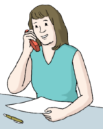 Frau am Telefon