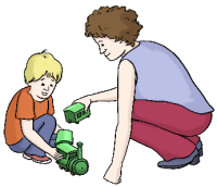 spielendes Kind mit Frau
