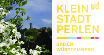 WeinheimerBurgen im Frühling und Kleinstadtperlenlogo
