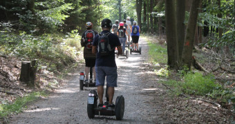 Menschen auf Segways im Wald
