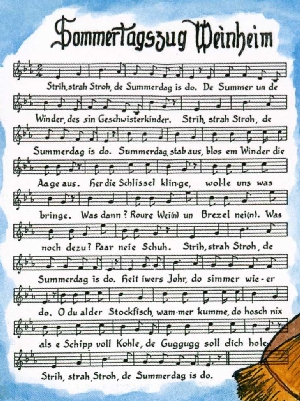 Noten und Text des Sommertagslieds