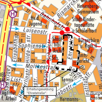 Übersichtskarte Erhaltungssatzung Ehretstraße