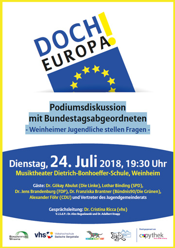Plakat für Doch Europa Podiumsdiskussion 2018